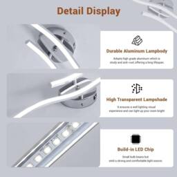 Pheashine Silver LED Ceiling Light, 14W 6500K Cool White, Flush Mount Fixture - thumbnail 2