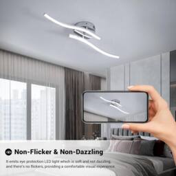 Pheashine Silver LED Ceiling Light, 14W 6500K Cool White, Flush Mount Fixture - thumbnail 4