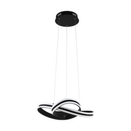 Loops Pendant Light Colour Black Shade White Plastic Bulb LED 2x18W Included