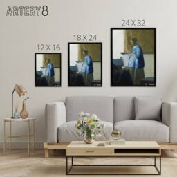 "Artery8 Johannes Vermeer Woman Reading A Letter Framed Canvas Wall Art Print - Size: W12"" x H16""" - thumbnail 4