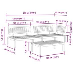 Berkfield Home Beautiful 3 Piece Garden Pallet Sofa Set Solid Wood Acacia in Brown - thumbnail 8