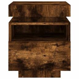 Berkfield Home Decorative Bedside Cabinet with LED Lights Smoked Oak 40x39x48.5 cm in Brown - thumbnail 7