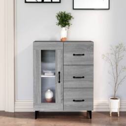Berkfield Home Sideboard Grey Sonoma 69.5x34x90 cm Engineered Wood - thumbnail 2
