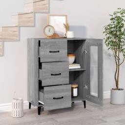 Berkfield Home Sideboard Grey Sonoma 69.5x34x90 cm Engineered Wood - thumbnail 1