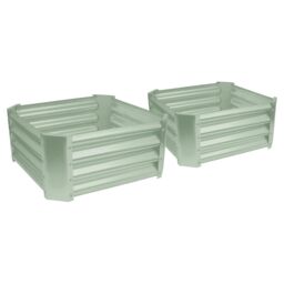 Harbour Housewares Raised Garden Beds - 2x Square Bottomless Galvanised Steel Planter 60 x 60cm in Green - Size: 60 x 60 cm