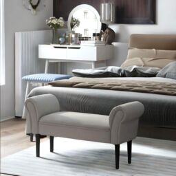 FURNOS Wooden Chaise Lounge Bed End Bench Seat With Arms in Grey - thumbnail 4