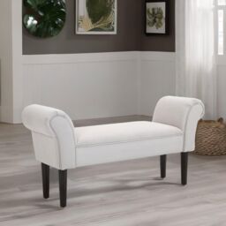 FURNOS Wooden Chaise Lounge Bed End Bench Seat With Arms in Grey - thumbnail 3