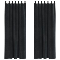 Berkfield Home Blackout Curtains with Hanging Loops 2 pcs Black Velvet - thumbnail 2