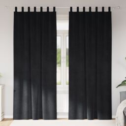 Berkfield Home Blackout Curtains with Hanging Loops 2 pcs Black Velvet - thumbnail 1