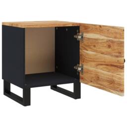 Berkfield Home Bedside Cabinet 40x33x46 cm Solid Wood Acacia in Black - Size: 40 x 33 x 46 cm - thumbnail 8