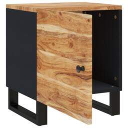 Berkfield Home Bedside Cabinet 40x33x46 cm Solid Wood Acacia in Black - Size: 40 x 33 x 46 cm - thumbnail 7