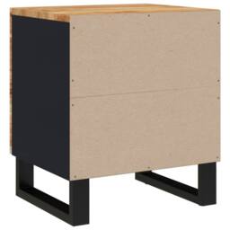 Berkfield Home Bedside Cabinet 40x33x46 cm Solid Wood Acacia in Black - Size: 40 x 33 x 46 cm - thumbnail 4