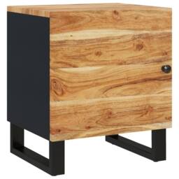 Berkfield Home Bedside Cabinet 40x33x46 cm Solid Wood Acacia in Black - Size: 40 x 33 x 46 cm - thumbnail 1