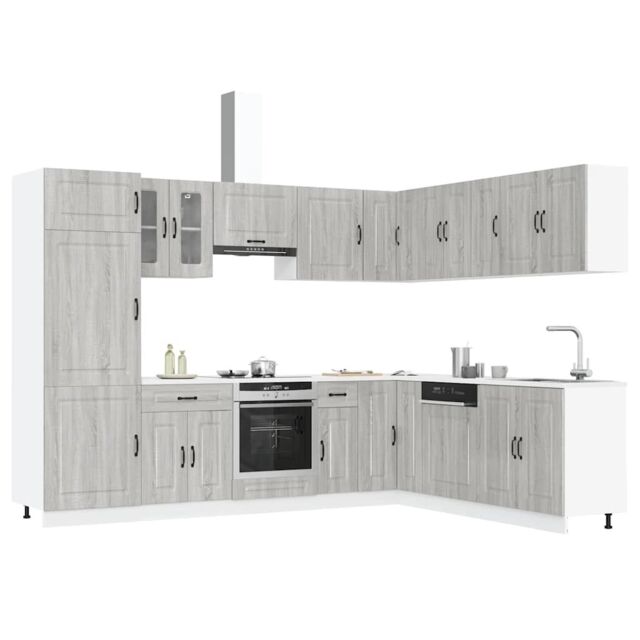 Berkfield Home 14 Piece Kitchen Cabinet Set Kalmar Grey Sonoma Engineered Wood - image 1