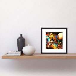 Artery8 Abstract Baseball Throw Colourful Abstract Paint Splat Painting Square Wooden Framed Wall Art Print Picture 8X8 Inch in Black - thumbnail 2
