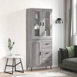 Berkfield Home Highboard Grey Sonoma 69.5x34x180 cm Engineered Wood - thumbnail 2
