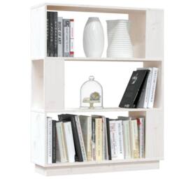 Berkfield Home Beautiful Book Cabinet/Room Divider White 80x25x101 cm Solid Wood Pine - Size: 80 x 25 x 101 cm - thumbnail 4
