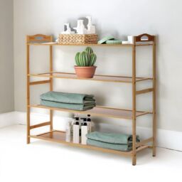 Rafaelo Mobilia 4 Tier Bamboo Shoe Rack in Natural - thumbnail 3