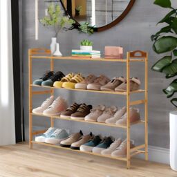 Rafaelo Mobilia 4 Tier Bamboo Shoe Rack in Natural - thumbnail 2