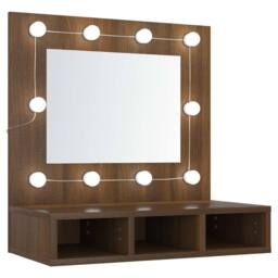 Berkfield Home Mirror Cabinet with LED Brown Oak 60x31.5x62 cm - thumbnail 2