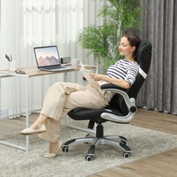 VINSETTO Fabric Office Desk Chair w/ Adjustable Height Tilt Function in Black - thumbnail 1