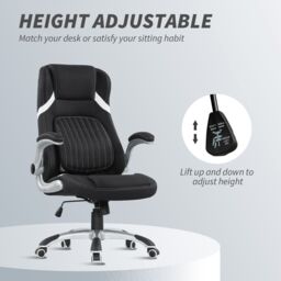 VINSETTO Fabric Office Desk Chair w/ Adjustable Height Tilt Function in Black - thumbnail 4