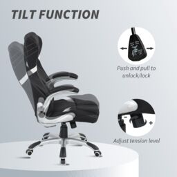 VINSETTO Fabric Office Desk Chair w/ Adjustable Height Tilt Function in Black - thumbnail 6