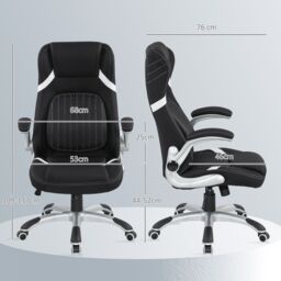 VINSETTO Fabric Office Desk Chair w/ Adjustable Height Tilt Function in Black - thumbnail 3