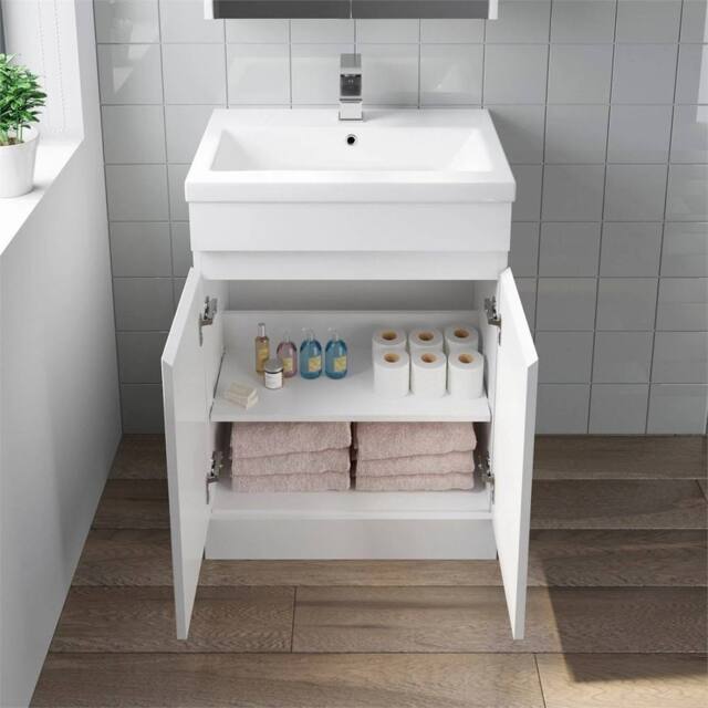 SPETLEK 600mm Freestanding Bathroom Vanity Unit Storage Cabinet in White - image 1