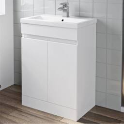 SPETLEK 600mm Freestanding Bathroom Vanity Unit Storage Cabinet in White - thumbnail 6