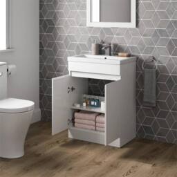 SPETLEK 600mm Freestanding Bathroom Vanity Unit Storage Cabinet in White - thumbnail 5