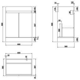 SPETLEK 600mm Freestanding Bathroom Vanity Unit Storage Cabinet in White - thumbnail 2