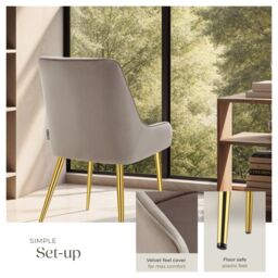 tectake Dining Chair Avane Set Of 2 - Taupe - Size: 2 Pack - thumbnail 4