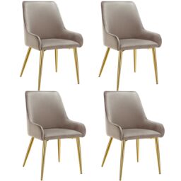 tectake Dining Chair Avane Set Of 2 - Taupe - Size: 2 Pack - thumbnail 1