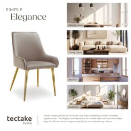 tectake Dining Chair Avane Set Of 2 - Taupe - Size: 2 Pack - thumbnail 7