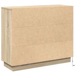 Berkfield Home LED Sideboard in Sonoma Oak - 90x32x75 cm - Engineered Wood in Beige - Size: 90 x 32 x 75 cm - thumbnail 9