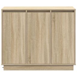 Berkfield Home LED Sideboard in Sonoma Oak - 90x32x75 cm - Engineered Wood in Beige - Size: 90 x 32 x 75 cm - thumbnail 7