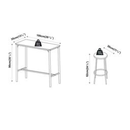 PAWNORA Bar Table & 2/4 Stools Set 3 Piece White Marble - thumbnail 2