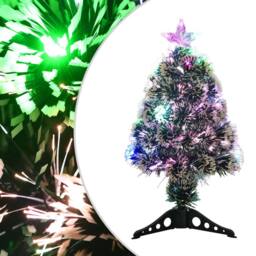 Berkfield Home Pre-lit Christmas Tree Green & White 64 cm Fibre Optic - thumbnail 2