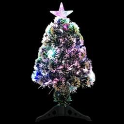 Berkfield Home Pre-lit Christmas Tree Green & White 64 cm Fibre Optic - thumbnail 1