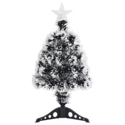 Berkfield Home Pre-lit Christmas Tree Green & White 64 cm Fibre Optic - thumbnail 3