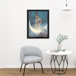 "Artery8 Wall Art Print Edwin Blashfield Spring Scattering Stars Painting Large Framed Wall Décor Art in Brown - Size: W18"" x H24""" - thumbnail 2