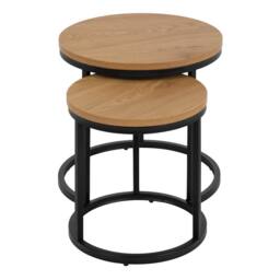 Wyld Haus Odense Nesting Tables Wild Oak Effect Black Steel Legs in Natural - thumbnail 5