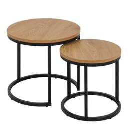 Wyld Haus Odense Nesting Tables Wild Oak Effect Black Steel Legs in Natural - thumbnail 4