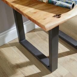Home Source Live Edge Lamp Table Solid 26mm Acacia Top Black Metal Legs Home Furniture Unit in Natural - thumbnail 6