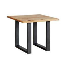 Home Source Live Edge Lamp Table Solid 26mm Acacia Top Black Metal Legs Home Furniture Unit in Natural - thumbnail 7