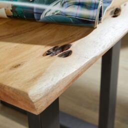 Home Source Live Edge Lamp Table Solid 26mm Acacia Top Black Metal Legs Home Furniture Unit in Natural - thumbnail 5