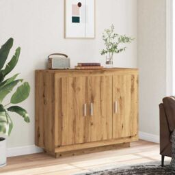 Berkfield Home Sideboard Artisan Oak 92x35x75 cm Engineered Wood in Brown - Size: 92 x 35 x 75 cm - thumbnail 3