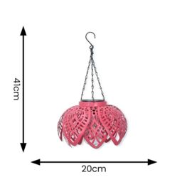 ValueLights Coral Colour Pop Solar Garden Hanging Lantern Light in Pink - thumbnail 5