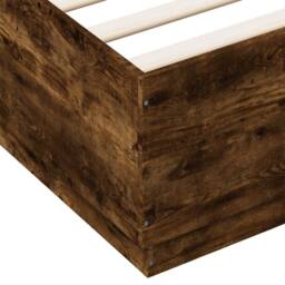 Berkfield Home Bed Frame with LED without Mattress Smoked Oak 150x200 cm King Size in Brown - thumbnail 9